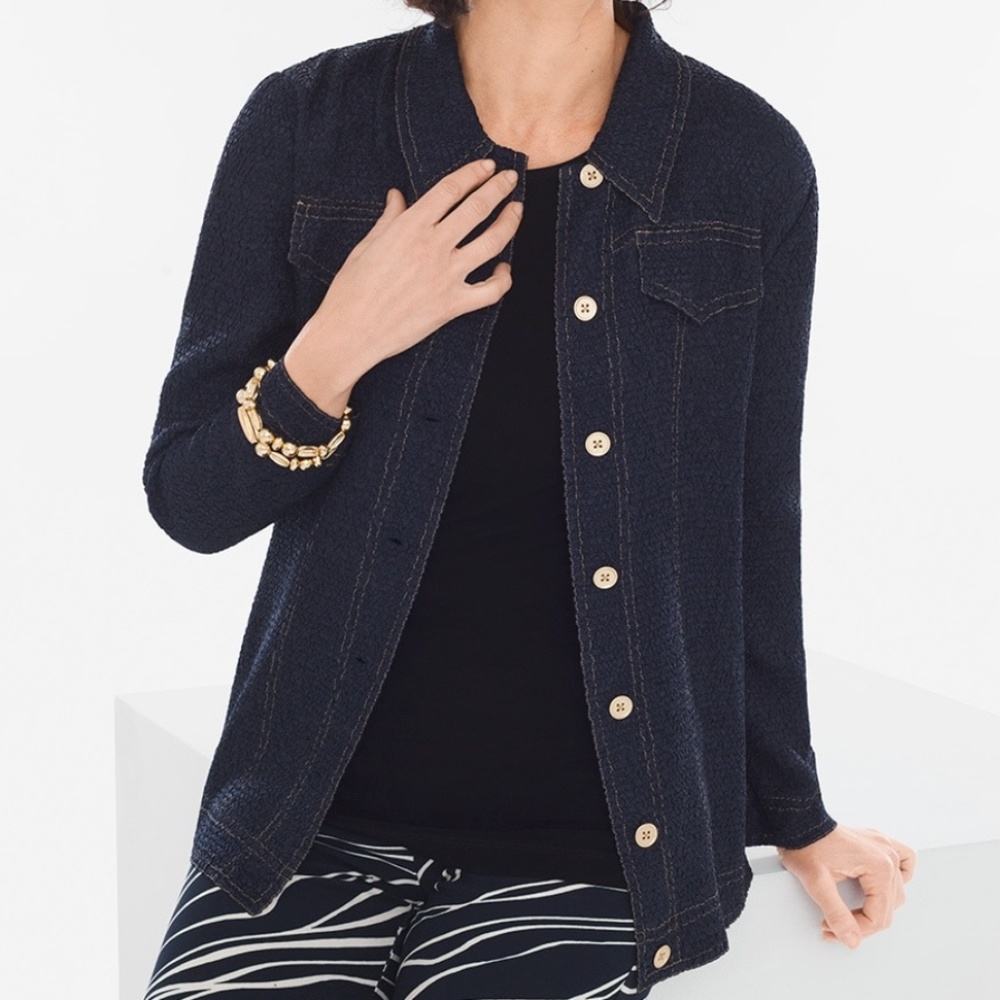 Travelers Collection Crushed Denim Jacket
